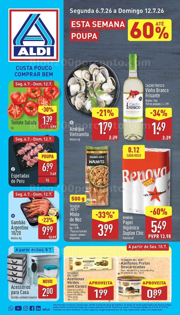 Antevisão Folheto ALDI Promoções de 6 a 12 julho